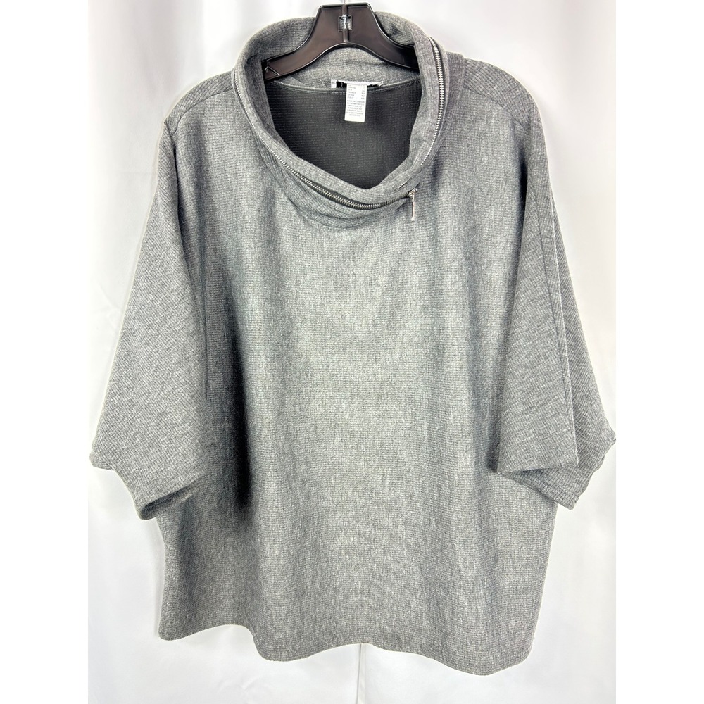 Joseph Ribkoff Avant Garde Grey Zipper Cowl Neck Poncho Knit Top Minimalist